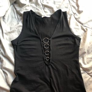 *worn twice* black bodysuit with ring details
